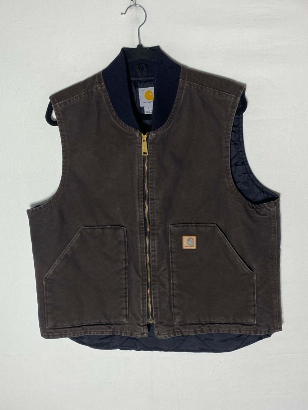 Carhartt Dark Brown Sandstone Duck Canvas Insulated Vest V02 DKB L Streetwear